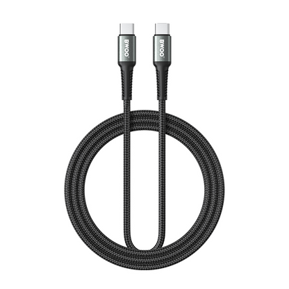 Datový a nabíjecí kabel USB-C - USB-C BWOO BO-X288C-C, 60W, 1m, černý