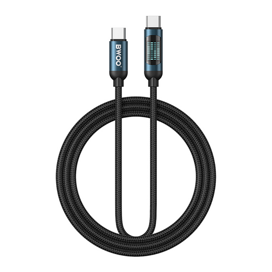 Datový a nabíjecí kabel USB-C - USB-C BWOO BO-X304 Led, 60W, 1m, černý