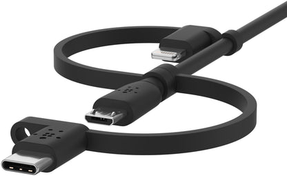 USB-A Data and Charging Cable - Lightning / microUSB / USB-C Belkin BoostCharge, 1m, Black CAC001bt1MBK