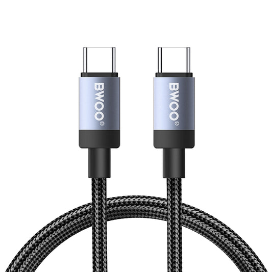 Datový a nabíjecí kabel USB-C - USB-C BWOO BO-X401CC, 65W, 1m, černý