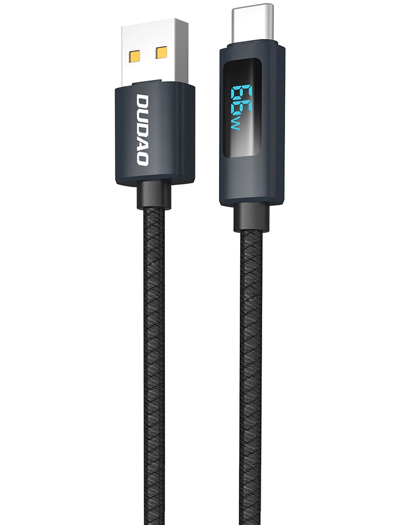 Datový a nabíjecí kabel USB-A - USB-C Dudao L7T Display, 66W, 1m, černý