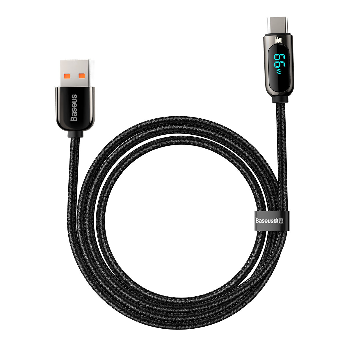 Datový a nabíjecí kabel USB-A - USB-C Baseus Display, 66W, 2m, černý CASX020101