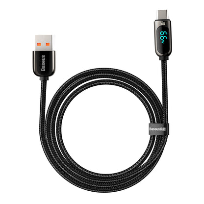 Datový a nabíjecí kabel USB-A - USB-C Baseus Display, 66W, 2m, černý CASX020101