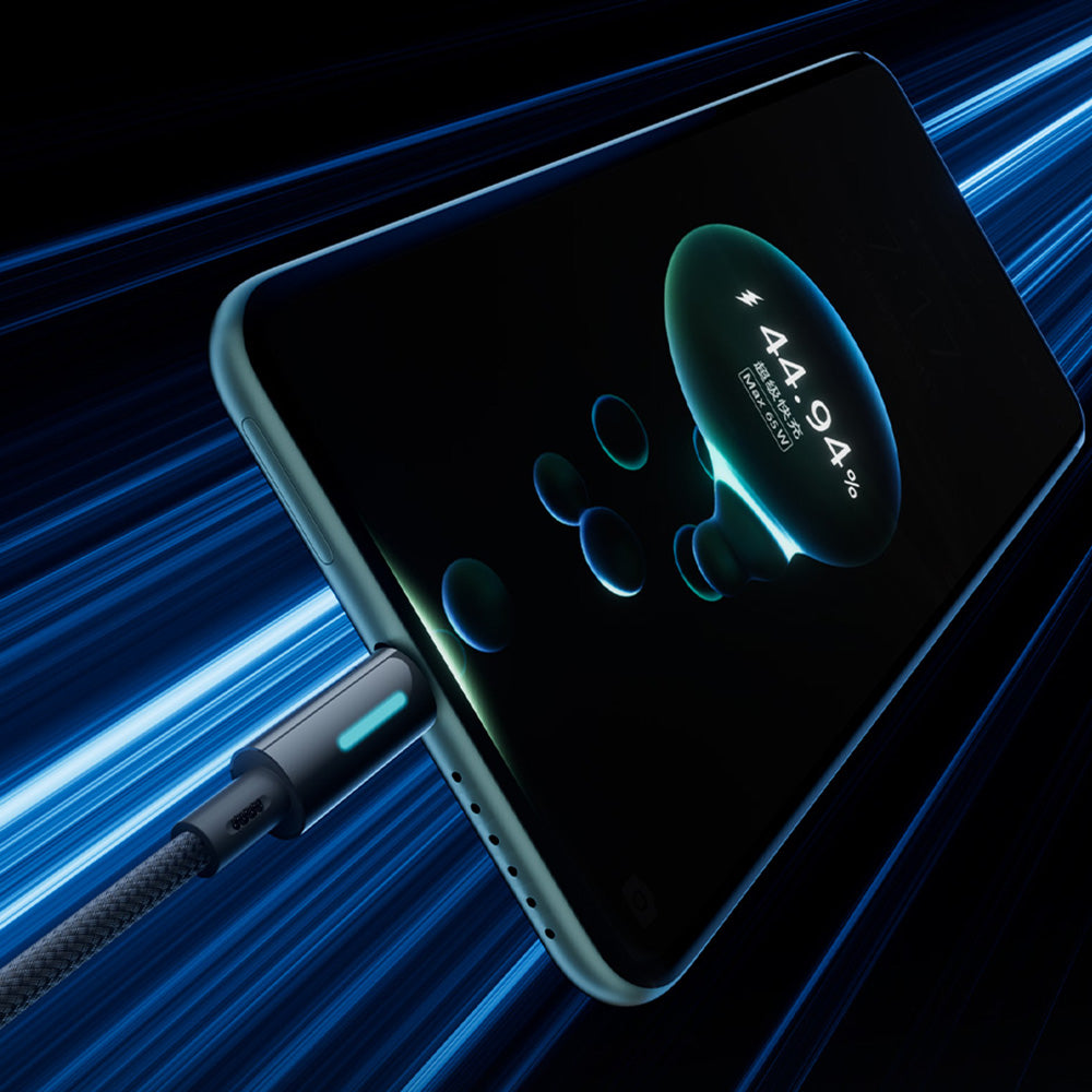 Datový a nabíjecí kabel USB-A - USB-C Baseus Lit Button Control, 100W, 2m, Černý P10379002121-01