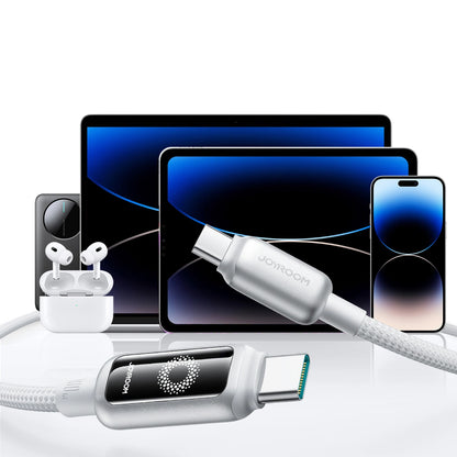 Datový a nabíjecí kabel USB-C - USB-C Joyroom S-A55 StarFlight Display, 100W, 1.2m, Bílý