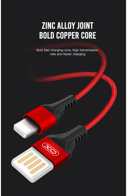 Datový a nabíjecí kabel USB-A - microUSB XO Design NB118, 18W, 1m, Červený