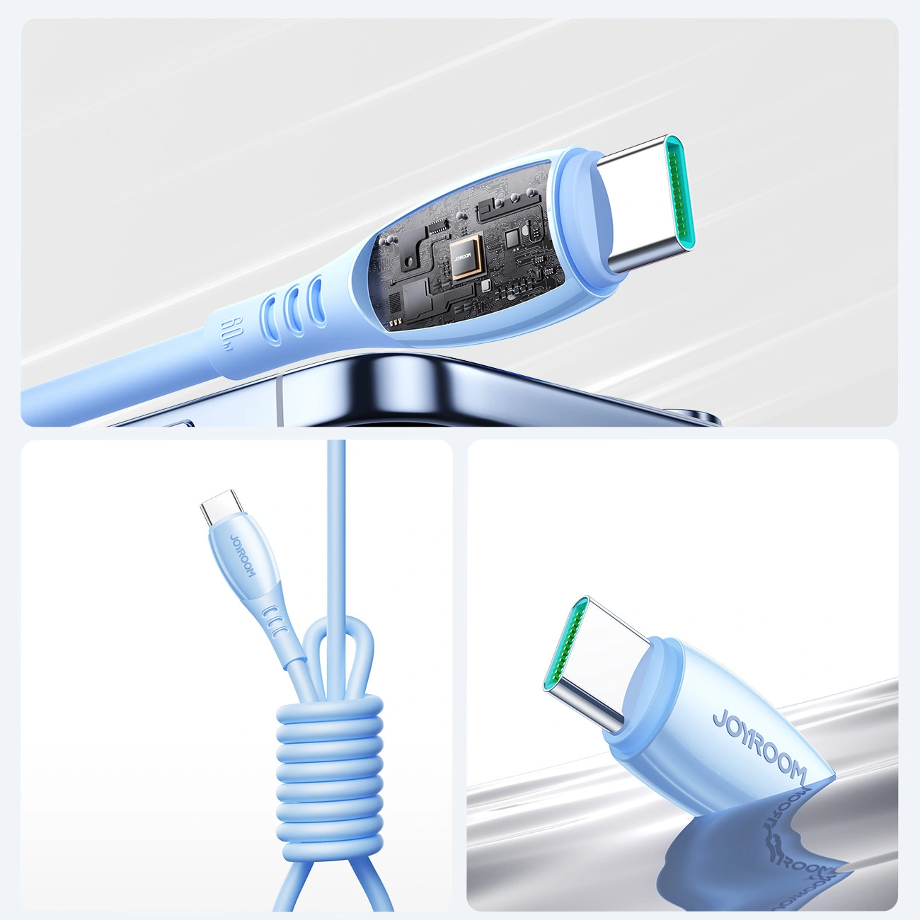 Datový a nabíjecí kabel USB-C - USB-C Joyroom S-A59 Vibrant, 60W, 1.2m, Modrý