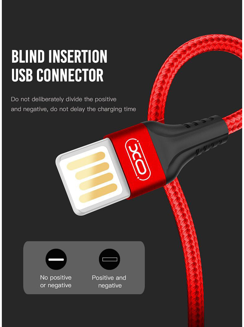 Datový a nabíjecí kabel USB-A - microUSB XO Design NB118, 18W, 1m, Červený