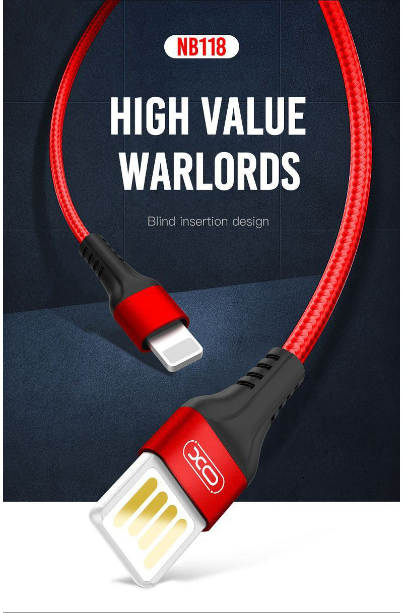 Datový a nabíjecí kabel USB-A - microUSB XO Design NB118, 18W, 1m, Červený