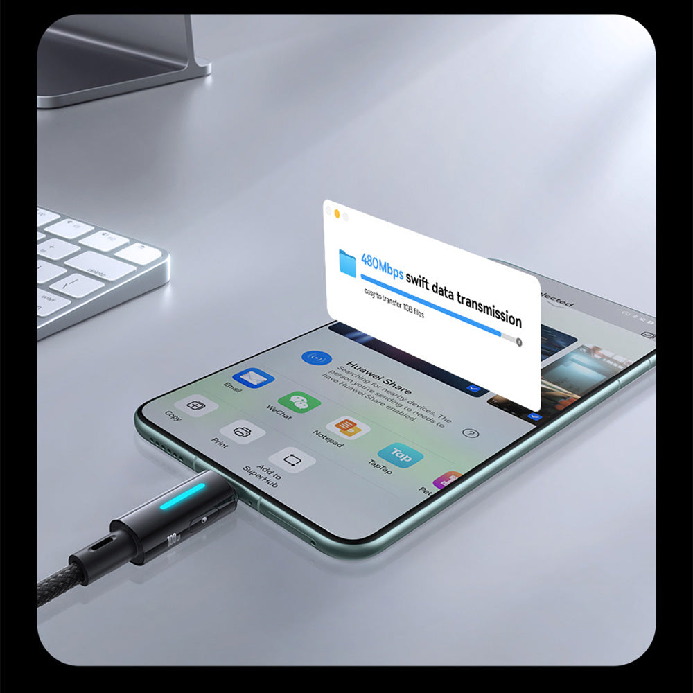 Datový a nabíjecí kabel USB-A - USB-C Baseus Lit Button Control, 100W, 2m, Černý P10379002121-01