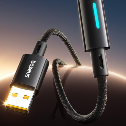 Datový a nabíjecí kabel USB-A - USB-C Baseus Lit Button Control, 100W, 2m, Černý P10379002121-01