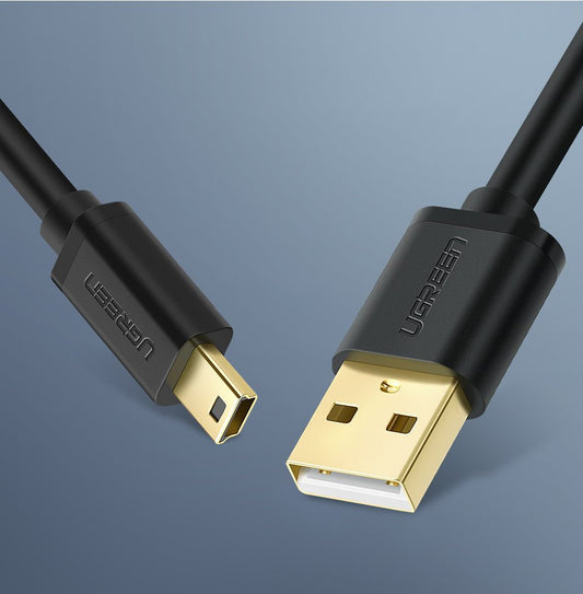 Datový a nabíjecí kabel USB-A - miniUSB UGREEN US132, 2m, černý