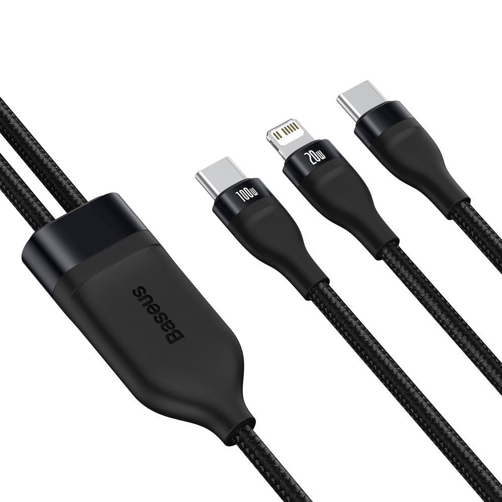 Datový a nabíjecí kabel USB-C - Lightning / USB-C Baseus Flash Series 2v1, 100W, 1.2m, Černý CA1T2-F01