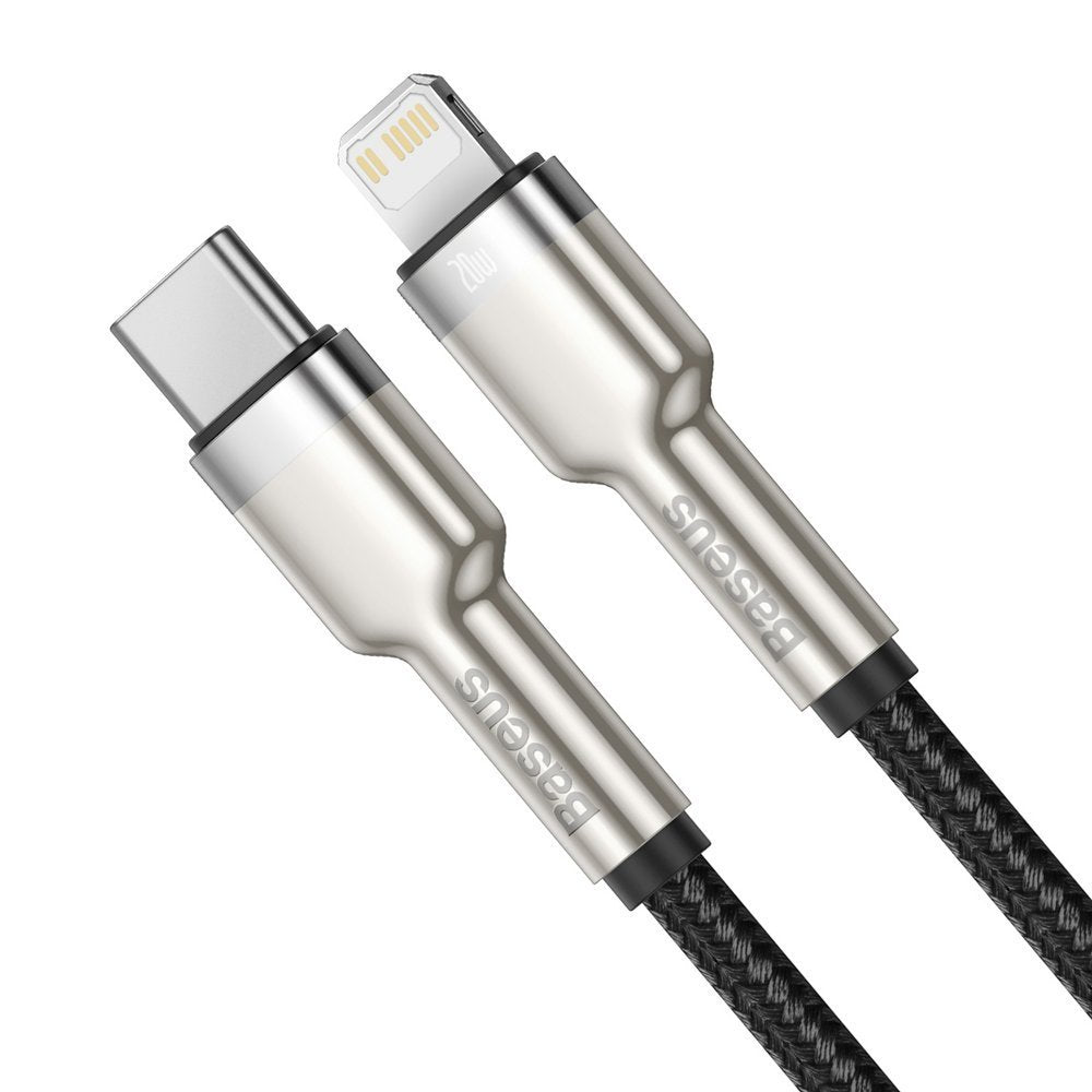 Datový a nabíjecí kabel USB-C - Lightning Baseus Cafule Metal Series, 20W, 2m, Černý CATLJK-B01