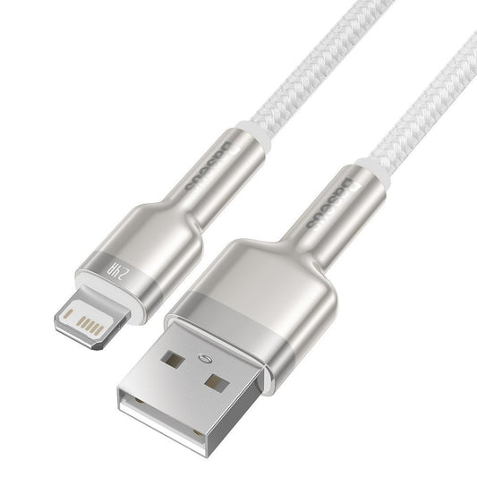 Datový a nabíjecí kabel USB-A - Lightning Baseus Cafule Metal Series, 18W, 2m, Bílý CALJK-B02