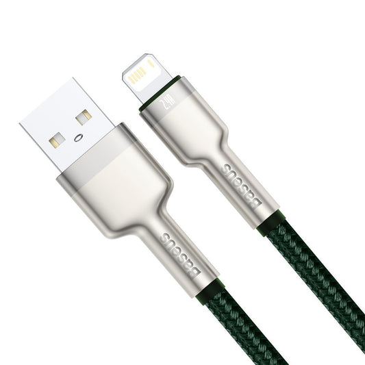 Datový a nabíjecí kabel USB-A - Lightning Baseus Cafule Metal Series, 18W, 1m, zelený CALJK-A06