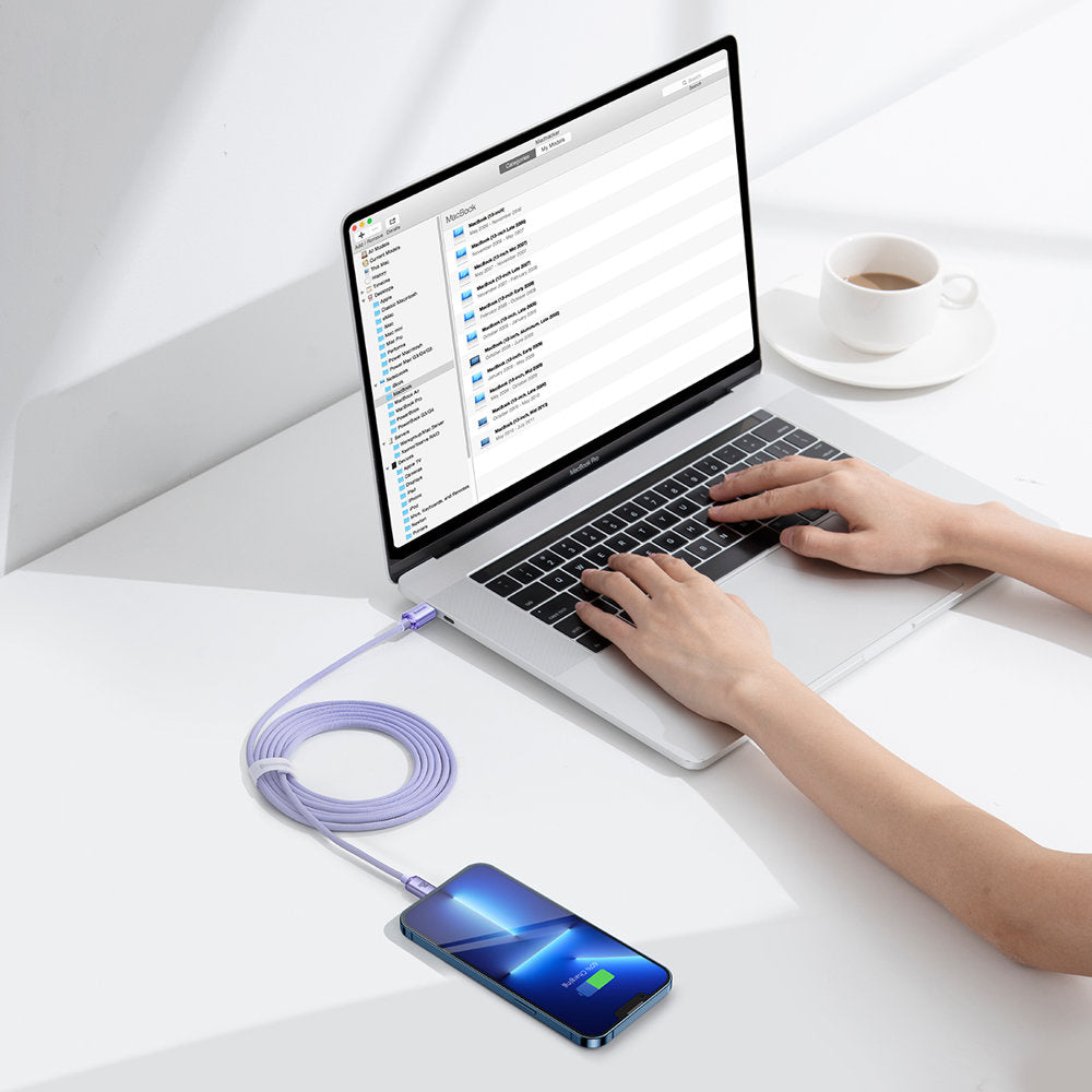 Datový a nabíjecí kabel USB-C - Lightning Baseus Crystal Shine Series, 20W, 2m, Fialový CAJY000305