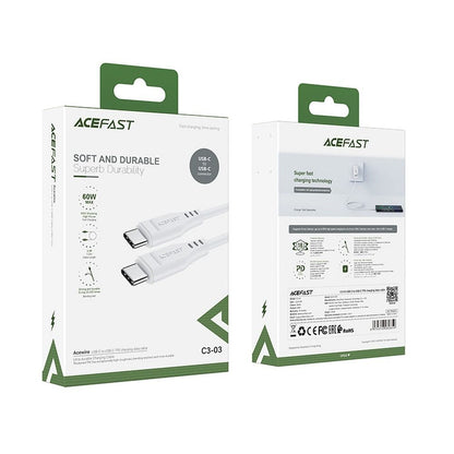 Datový a nabíjecí kabel USB-C - USB-C Acefast C3-03, 60W, 1.2m, bílý
