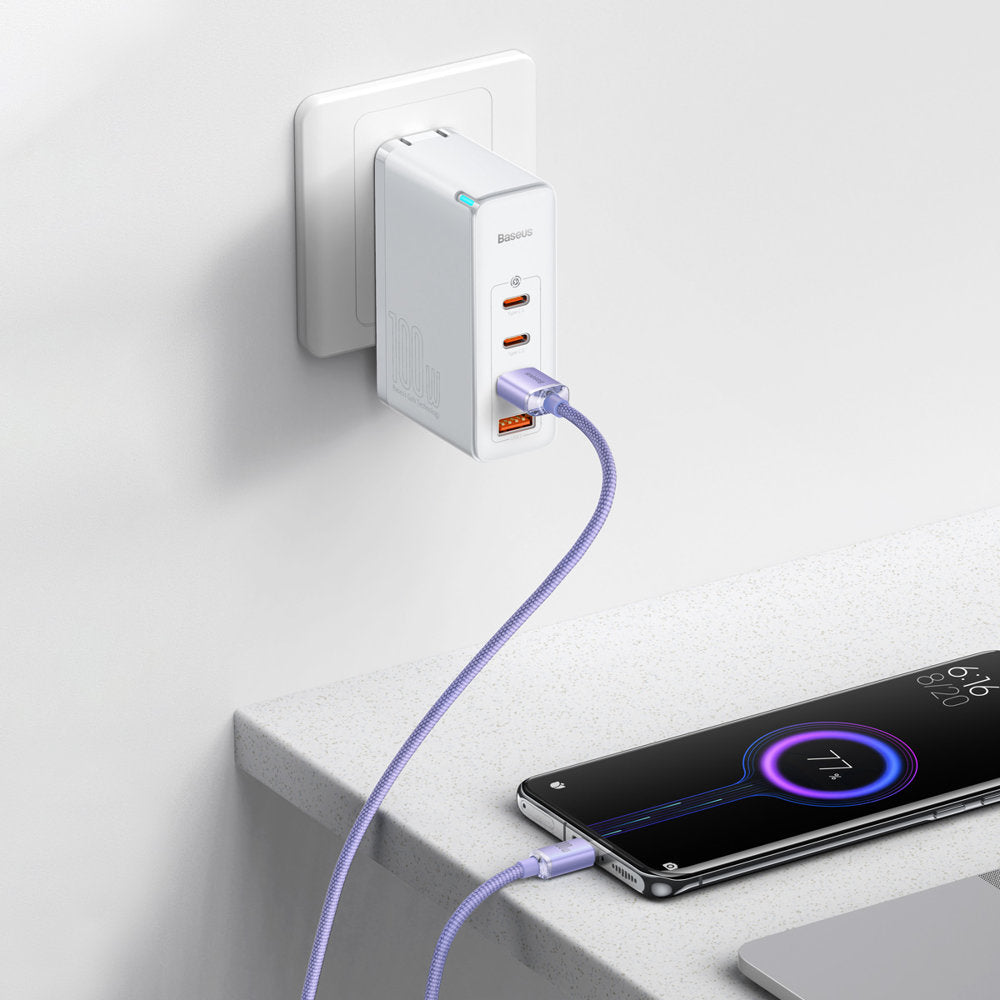 Datový a nabíjecí kabel USB-A - USB-C Baseus Crystal Shine Series, 100W, 2m, Fialový CAJY000505