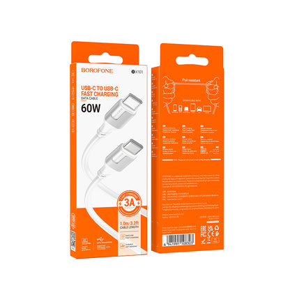 Kabel pro data a nabíjení USB-C - USB-C Borofone BX101 Creator, 60W, 1m, bílý