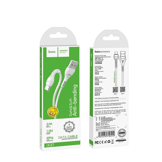 Datový a nabíjecí kabel USB-A - USB-C HOCO X37, 18W, 1m, Bílý
