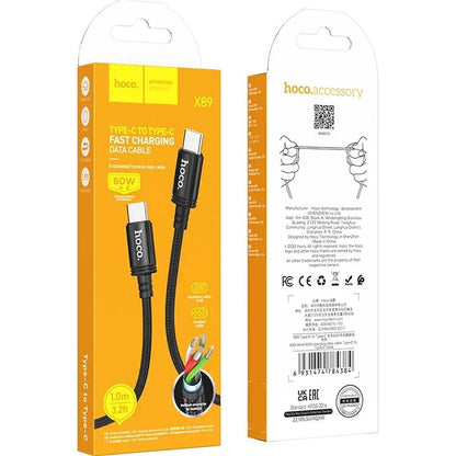 Datový a nabíjecí kabel USB-C - USB-C HOCO X89, 60W, 1m, černý