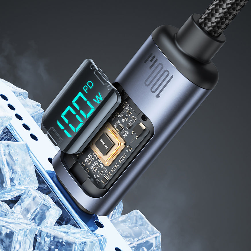 Kabel pro data a nabíjení USB-C - USB-C Joyroom S-A16 Prism Display, 100W, 1.2m, černý