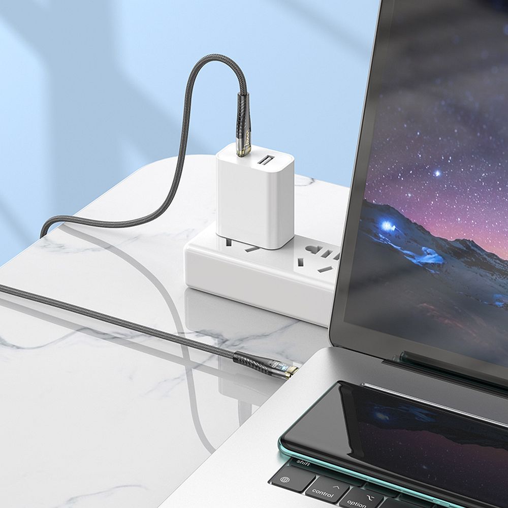 Datový a nabíjecí kabel USB-C - USB-C HOCO U121, 60W, 1.2m, černý