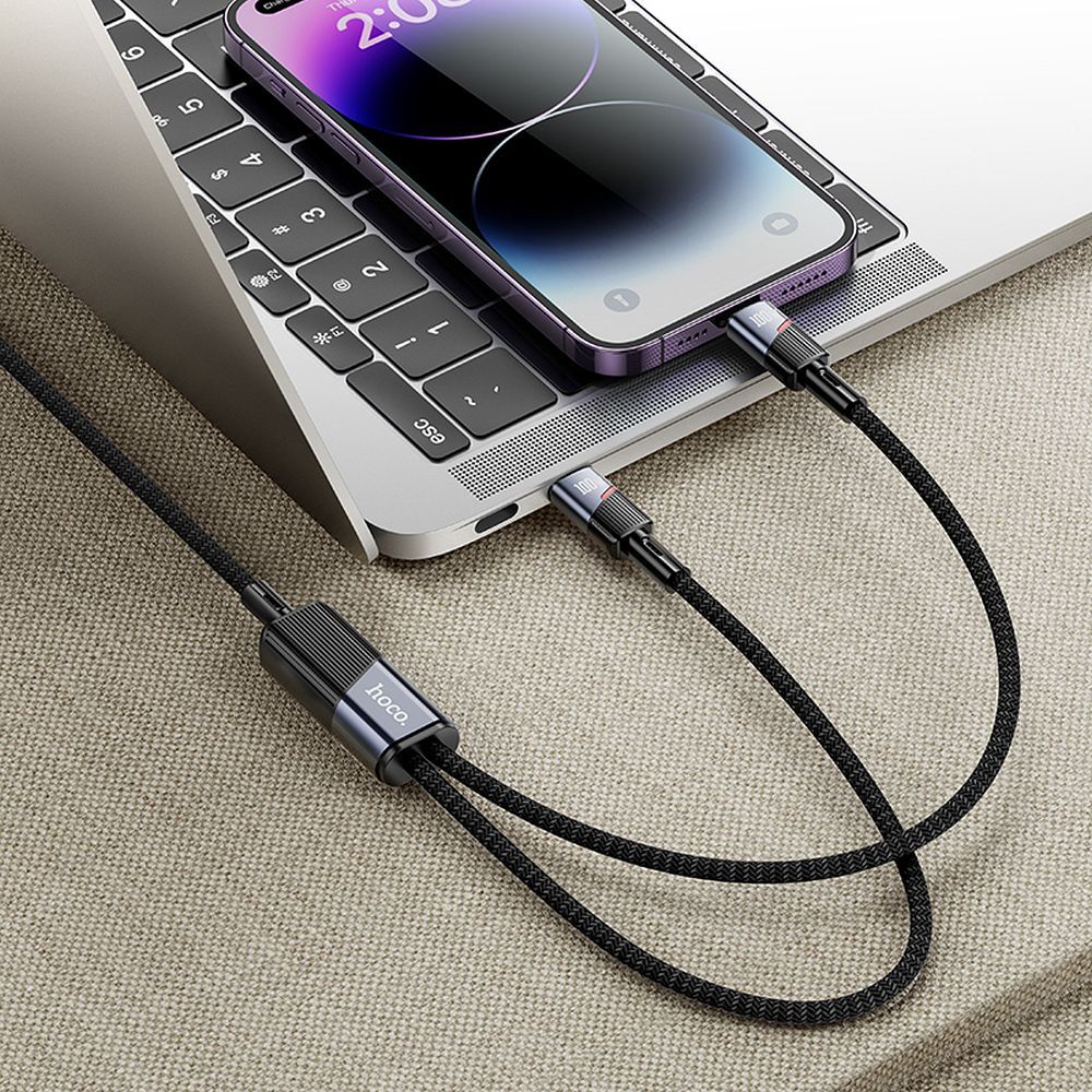 Kabel pro data a nabíjení USB-C - Lightning / USB-C HOCO U139 2v1, 100W, 1.2m, černý