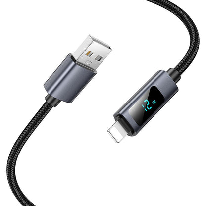 Datový a nabíjecí kabel USB-A - Lightning HOCO Display X112, 18W, 1m, Černý