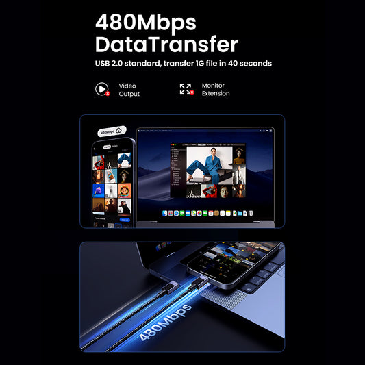 Datový a nabíjecí kabel USB-C - USB-C UGREEN L513, 240W, 1m, černý