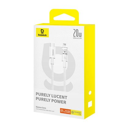 Datový a nabíjecí kabel USB-C - Lightning Baseus Gem, 20W, 1m, Bílý P10373001211-00
