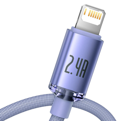 Datový a nabíjecí kabel USB-A - Lightning Baseus Crystal Shine Series, 18W, 2m, Fialový CAJY000105