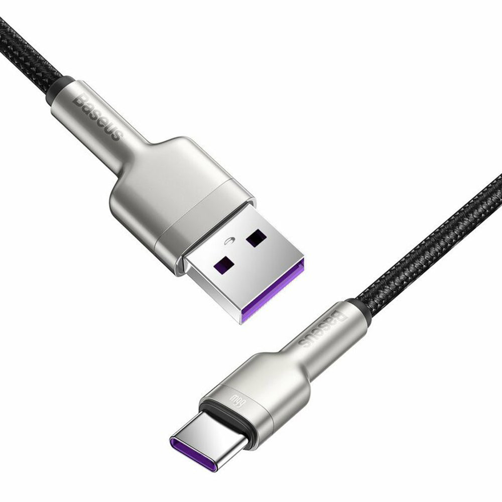 Kabel pro data a nabíjení USB-A - USB-C Baseus Cafule Metal Series, 66W, 0,25m, Černý CAKF000001