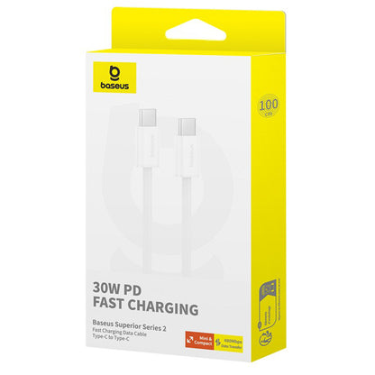 Datový a nabíjecí kabel USB-C - USB-C Baseus Superior Series 2, 30W, 1m, bílý P10365200211-00