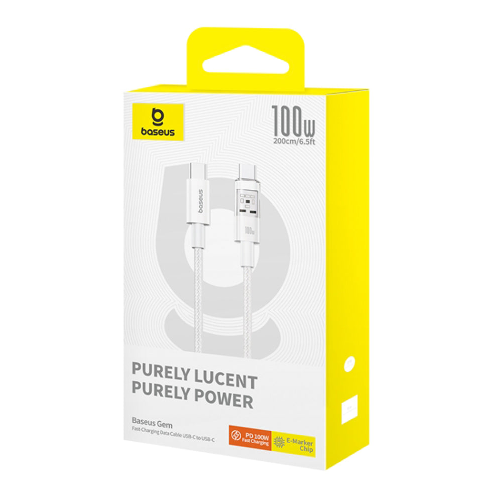Datový a nabíjecí kabel USB-C - USB-C Baseus Gem, 100W, 2m, Bílý P10373000211-01