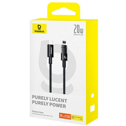 Kabel pro data a nabíjení USB-C - Lightning Baseus Gem, 20W, 1m, Černý P10373001111-00