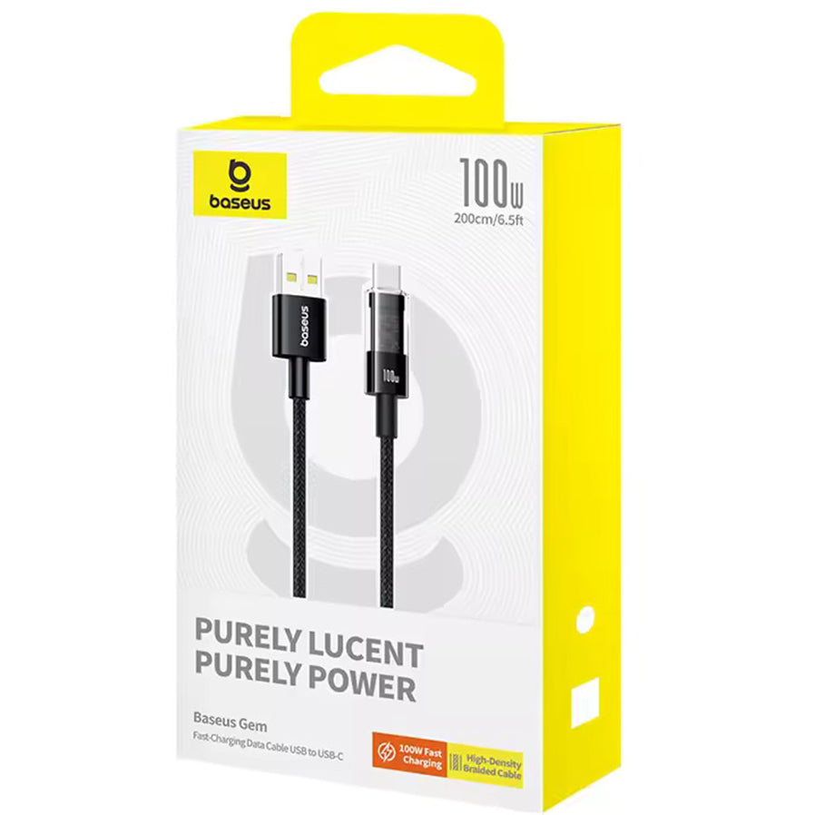 Datový a nabíjecí kabel USB-A - USB-C Baseus Gem, 100W, 2m, Černý P10373002111-01