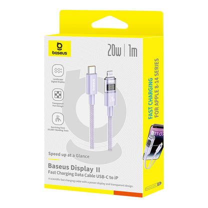 Kabel pro data a nabíjení USB-C - Lightning Baseus Display 2, 20W, 1m, Fialový P10382703511-00