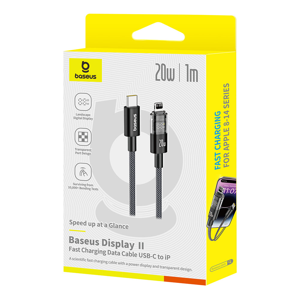 Datový a nabíjecí kabel USB-C - Lightning Baseus Display 2, 20W, 1m, Černý P10382703121-00