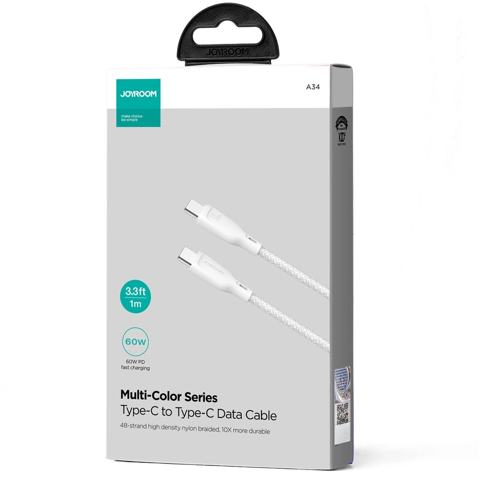 Datový a nabíjecí kabel USB-C - USB-C Joyroom Multi-Color S-A34, 60W, 1m, Bílý