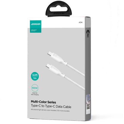 Datový a nabíjecí kabel USB-C - USB-C Joyroom Multi-Color S-A34, 60W, 1m, Bílý