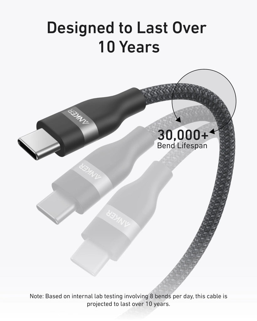 Kabel pro data a nabíjení USB-C - USB-C Anker, 240W, 0.9m, Černý A82E2H11