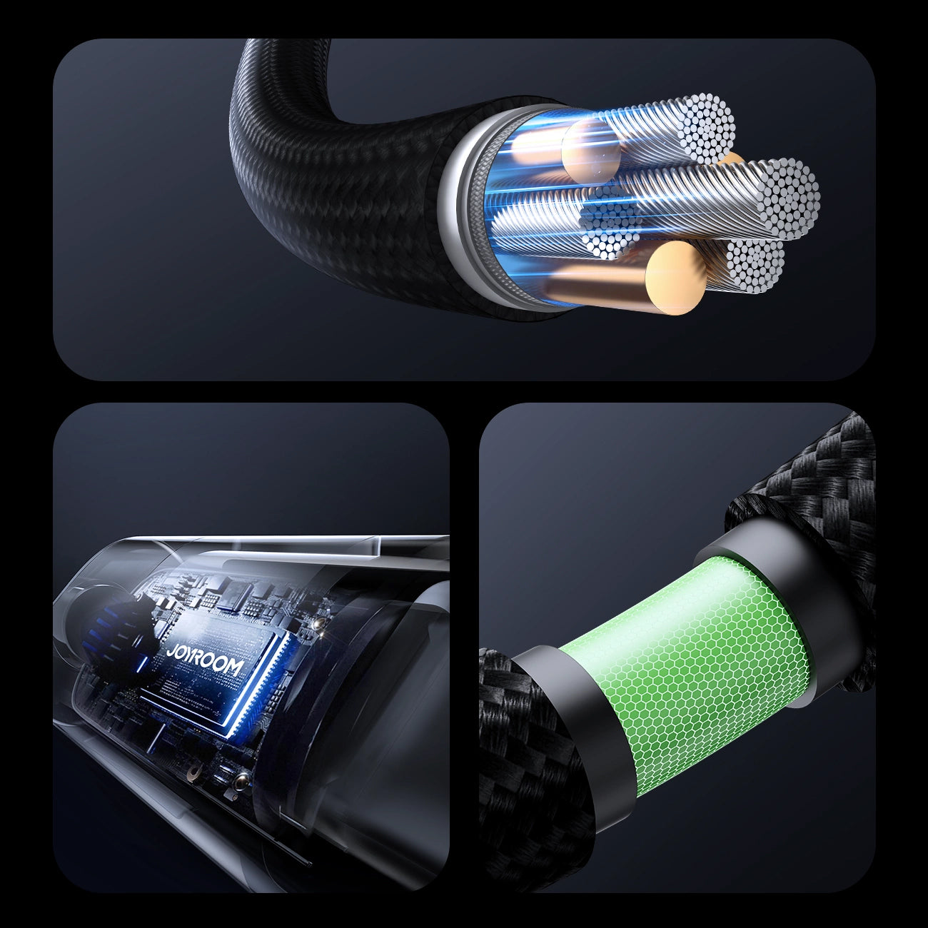 Kabel pro data a nabíjení USB-C - USB-C Joyroom S-A16 Pro Prism Display, 100W, 1.2m, černý