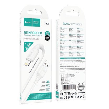 Datový a nabíjecí kabel USB-A - Lightning HOCO X120, 18W, 1m, Bílý