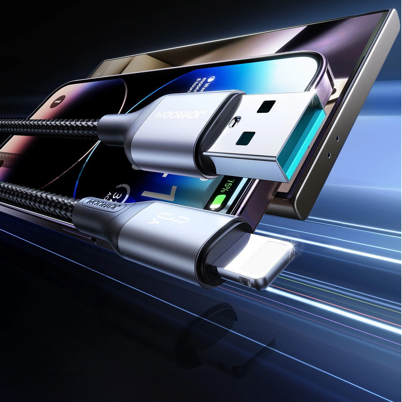 Datový a nabíjecí kabel USB-A - Lightning Joyroom S-A28 Flash, 18W, 2m, černý