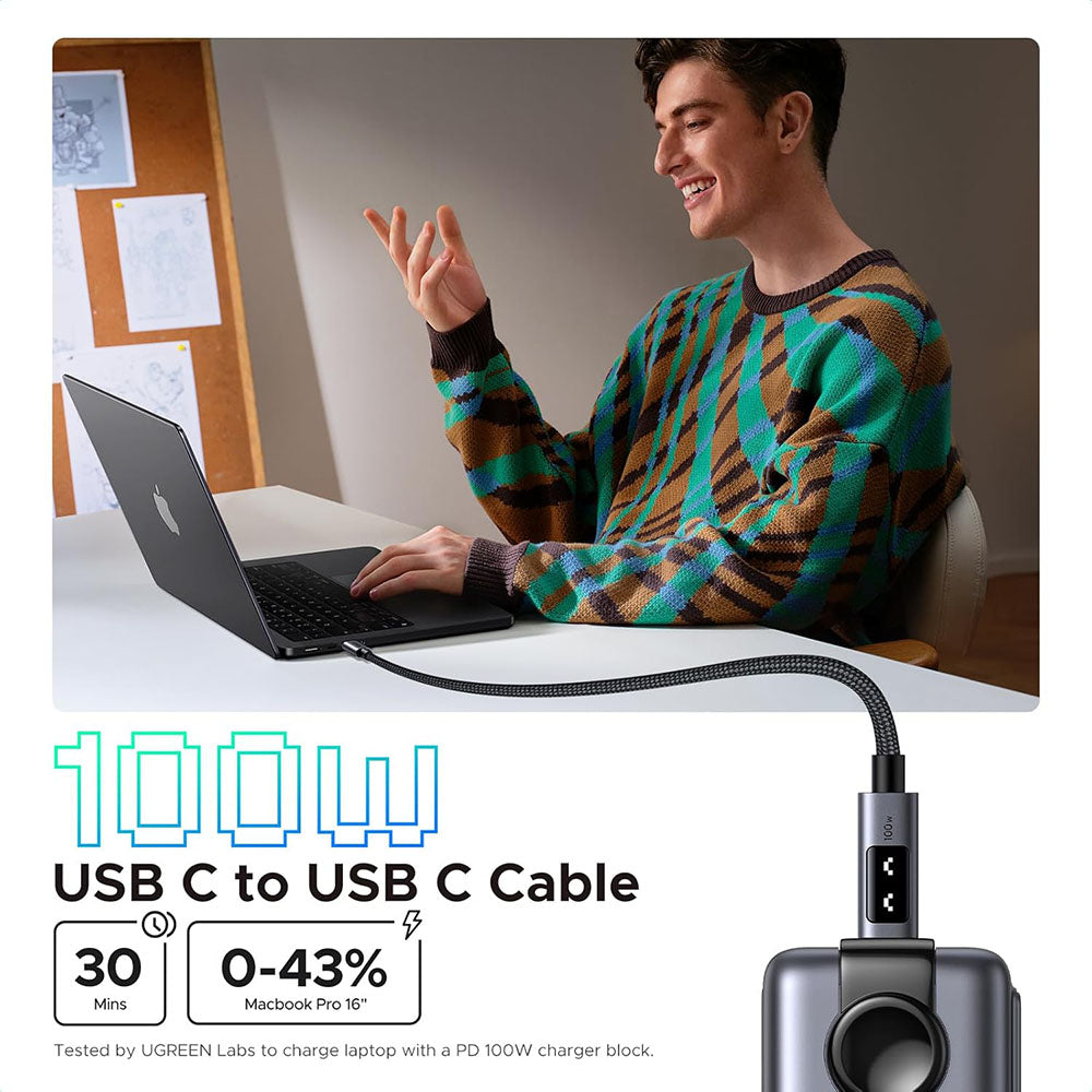 Kabel pro data a nabíjení USB-C - USB-C UGREEN L509, 100W, 0.5m, šedý