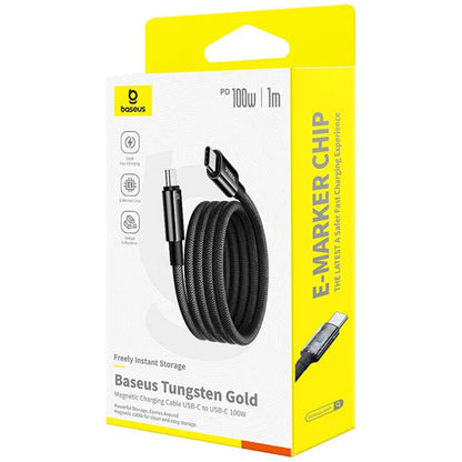 Kabel pro data a nabíjení USB-C - USB-C Baseus Tungsten Gold, 100W, 1m, černý P10319805111-00