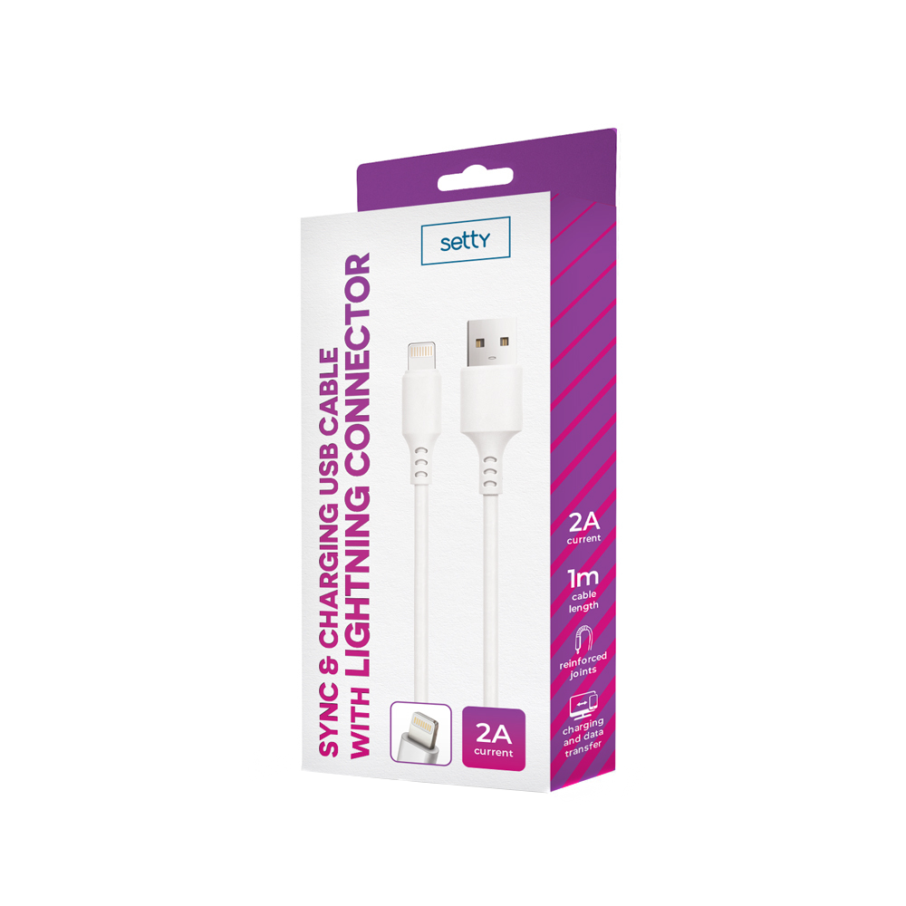 Kabel pro data a nabíjení USB-A - Lightning Setty, 18W, 1m, Bílý