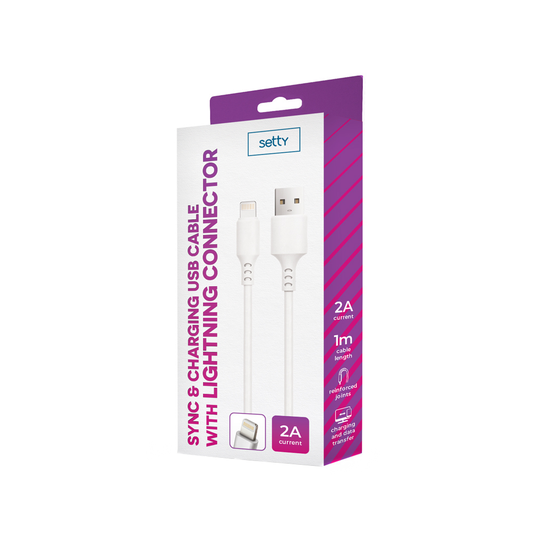 Kabel pro data a nabíjení USB-A - Lightning Setty, 18W, 1m, Bílý